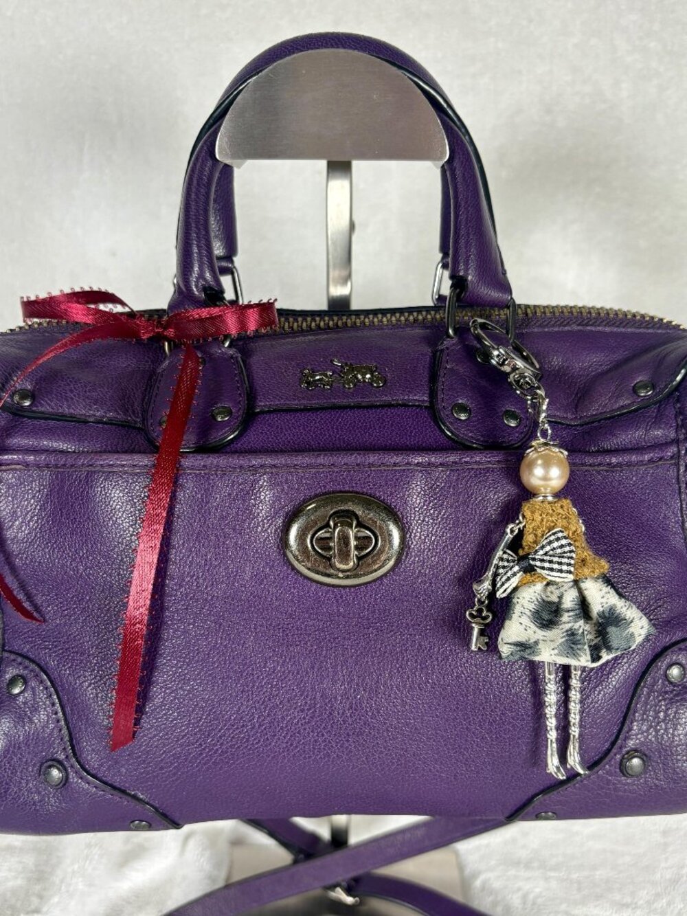 Coach Rhyder 24 Satchel in Deep Plum/Purple with Charm - Picture 2 of 15